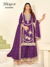 Rangrut Aasama Chinon Embroidery Plazzo Suits Exporters In India